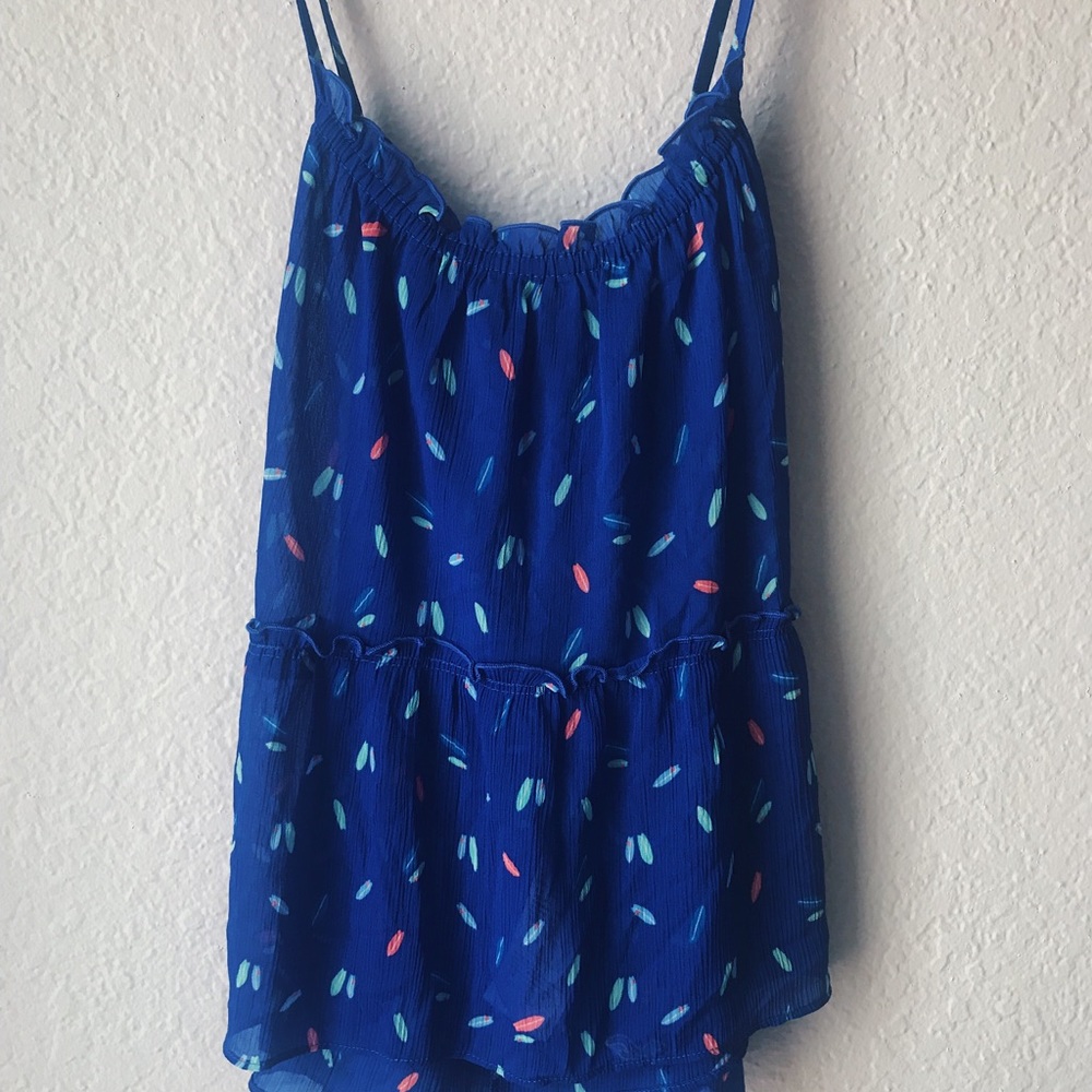 blue hollister printed beach top